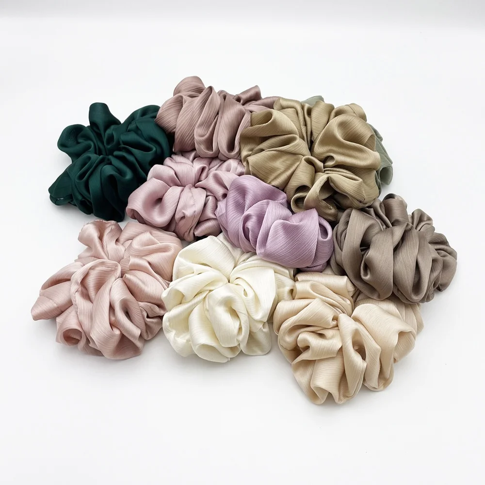 

JYL Wholesale 15Cm Hair Scrunchies Plain Colors Satin Crepe Scrunchies Ponytail Holder Hair Ties