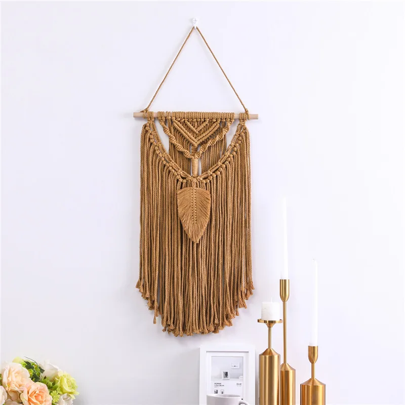 

Colorful Hand Woven Bohemian Style Tassel Cotton Tapestries Wall Decoration Spiral Kink Macrame Wall Hanging