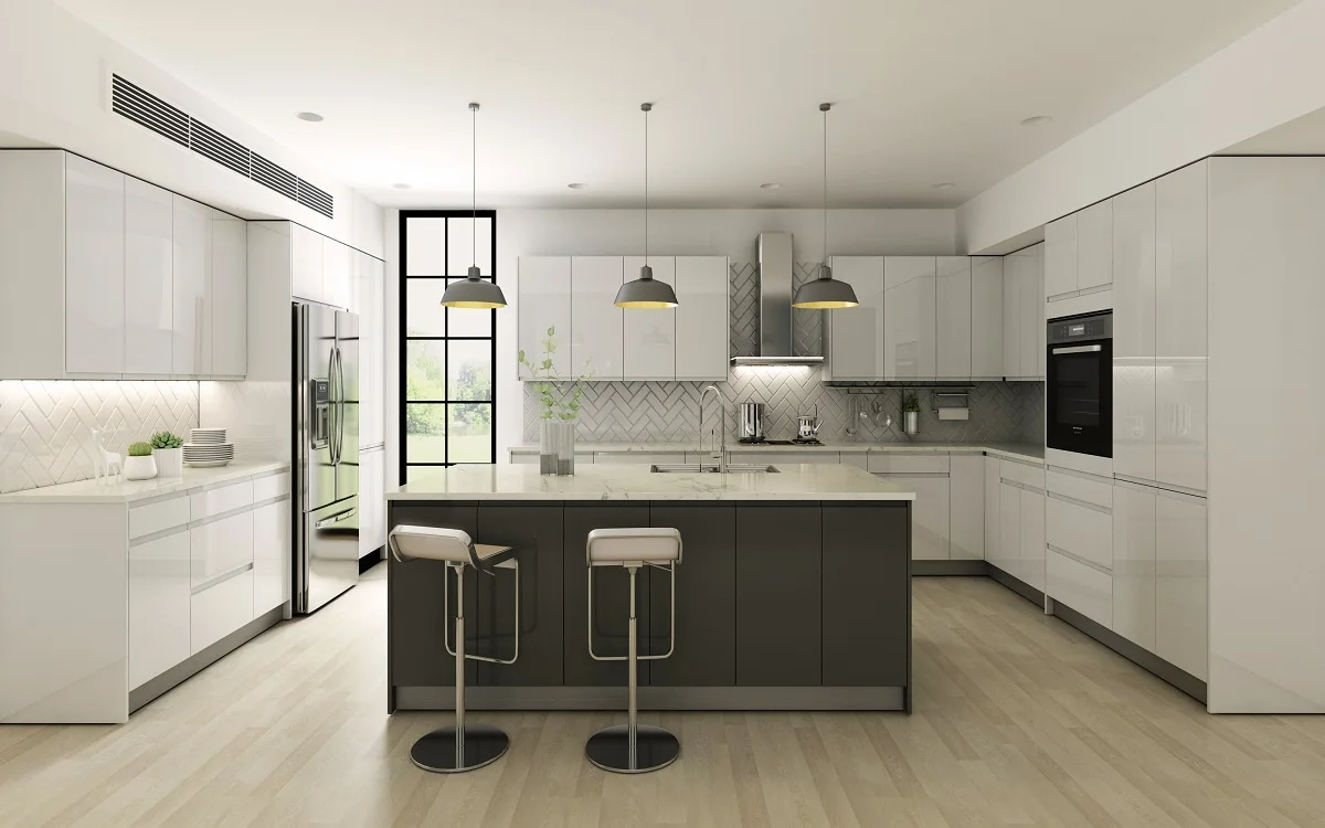 Refor Modern design MDF high gloss white lacquer modular kitchen cabinets acrylic kitchen cabinets