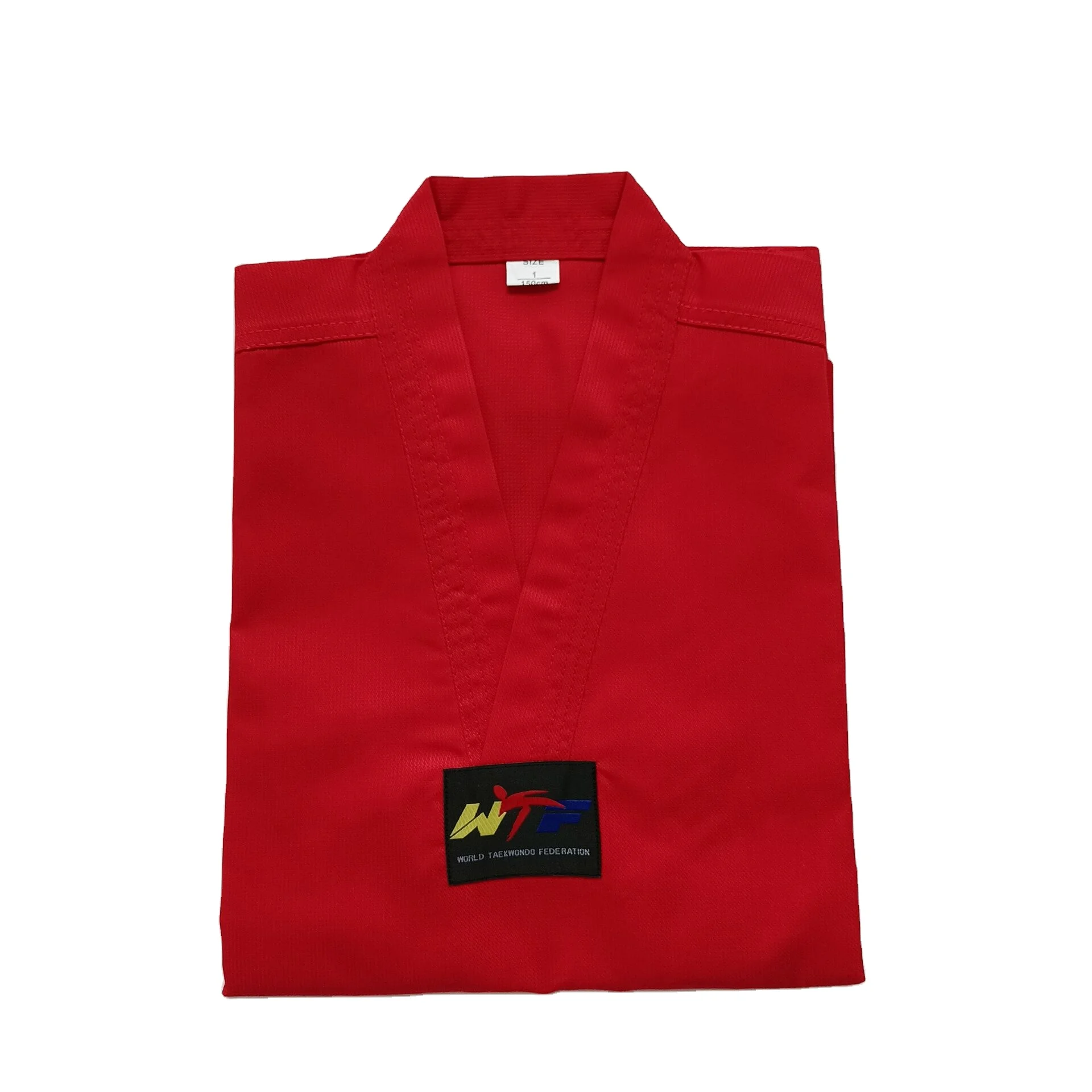 

Wholesale red polycotton ribbed polyester cotton beginer master sparring uniform taekwondo uniforms
