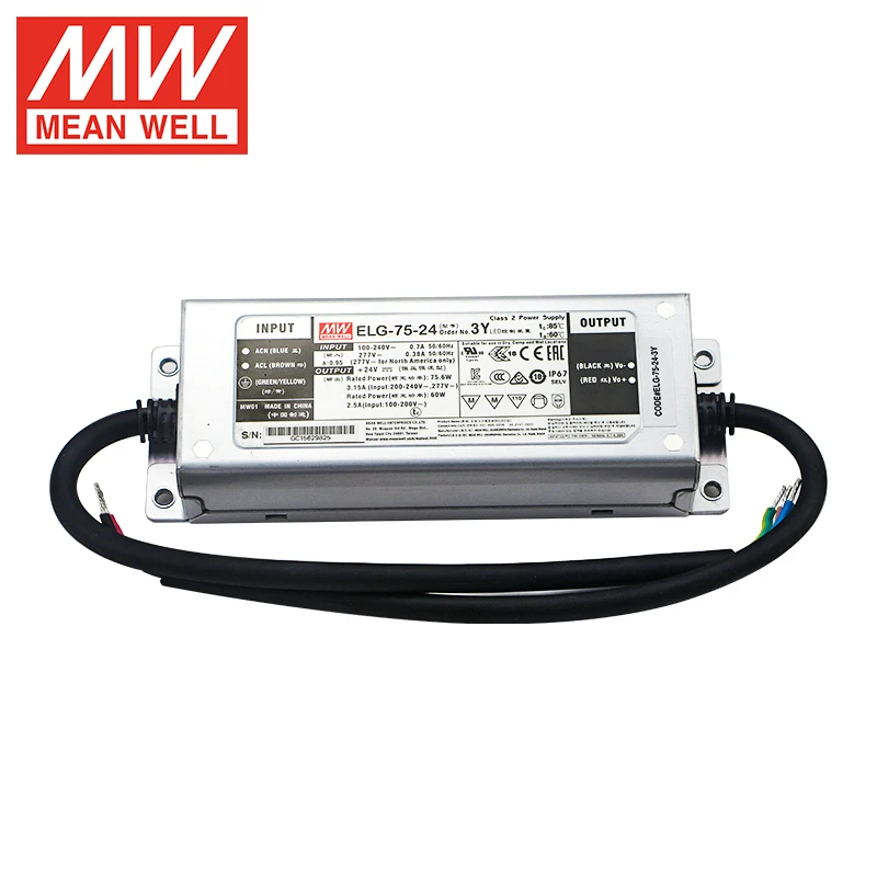 MEAN WELL XLG-75-24 75W 24V 3.1A Constant Power LED Driver Metal Housing for Street Lighting
