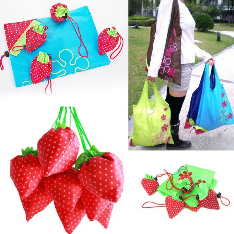 

Eco-Friendly Nylon-Folding Shopping Bag Strawberry Shaped Folding Polyester Shopping Bag, Customized color