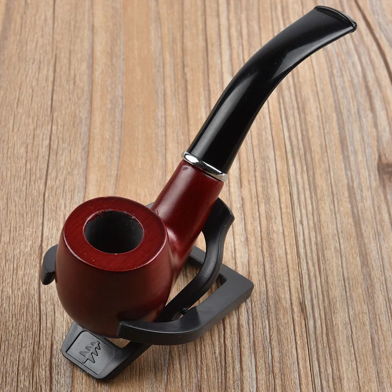 

Creative Bent Handle Pipe Handmade Wood Curved Handle Cigarette Holder Tobacco Pipe Set, Picture