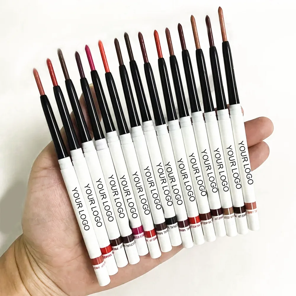 New Arrivals Private Label Matte Waterproof Lip Liner 15colors White Packaging Lip Liner Custom logo Creamy Lip Liner Pencil