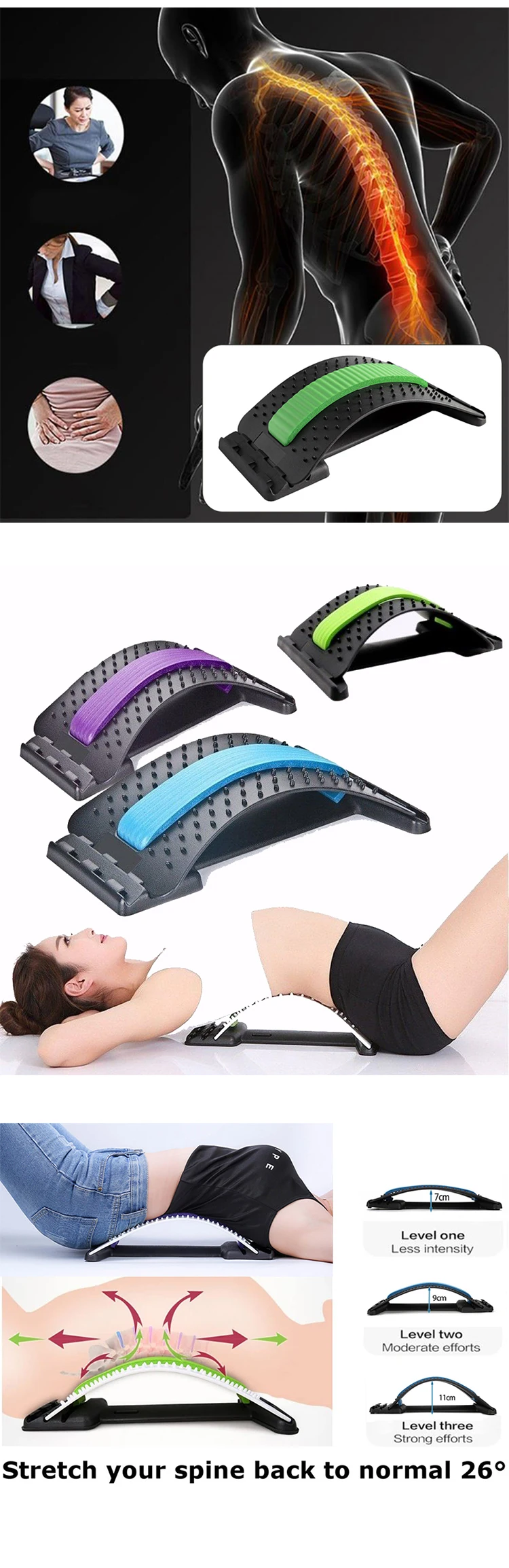 New Fitness Gym Equipment Back Massager Stretcher Multi-level ...