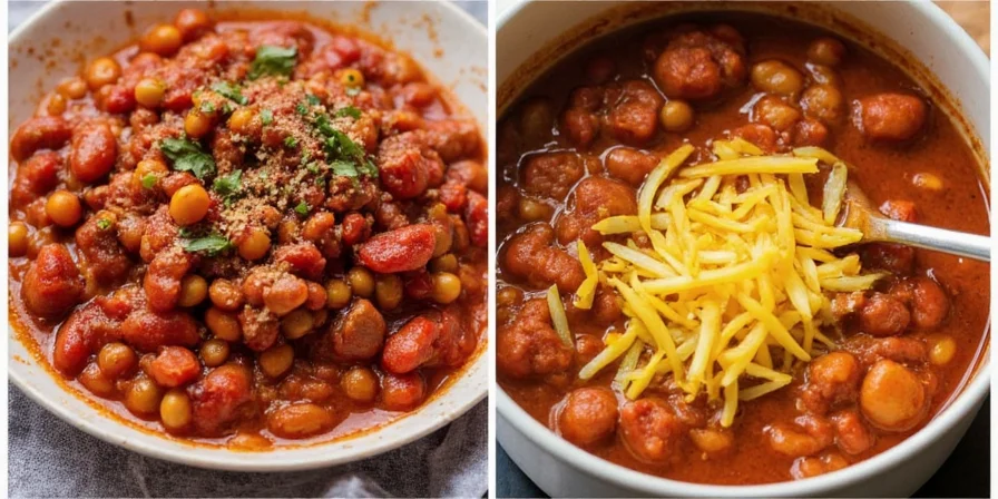 Crockpot chili bowl with cinnamon stick