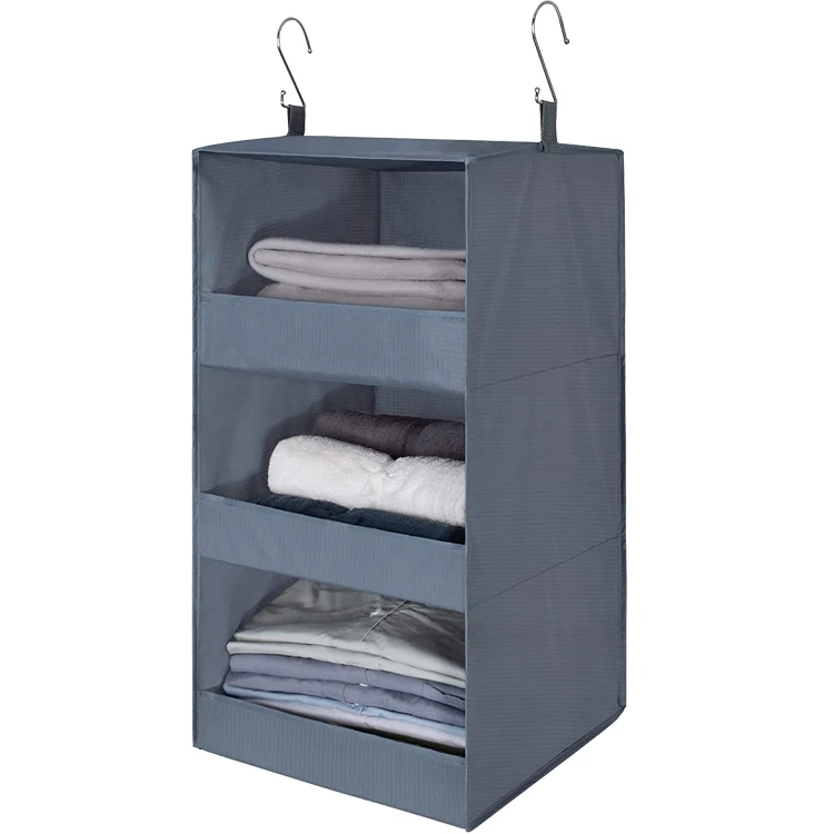 

Collapsible Hanging Closet Storage Bag 3-Shelf Hanging Closet Organizer, Customized color