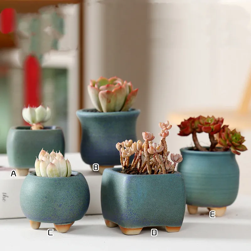 

Factory wholesale solid color ceramic succulent plant pot for home decoration