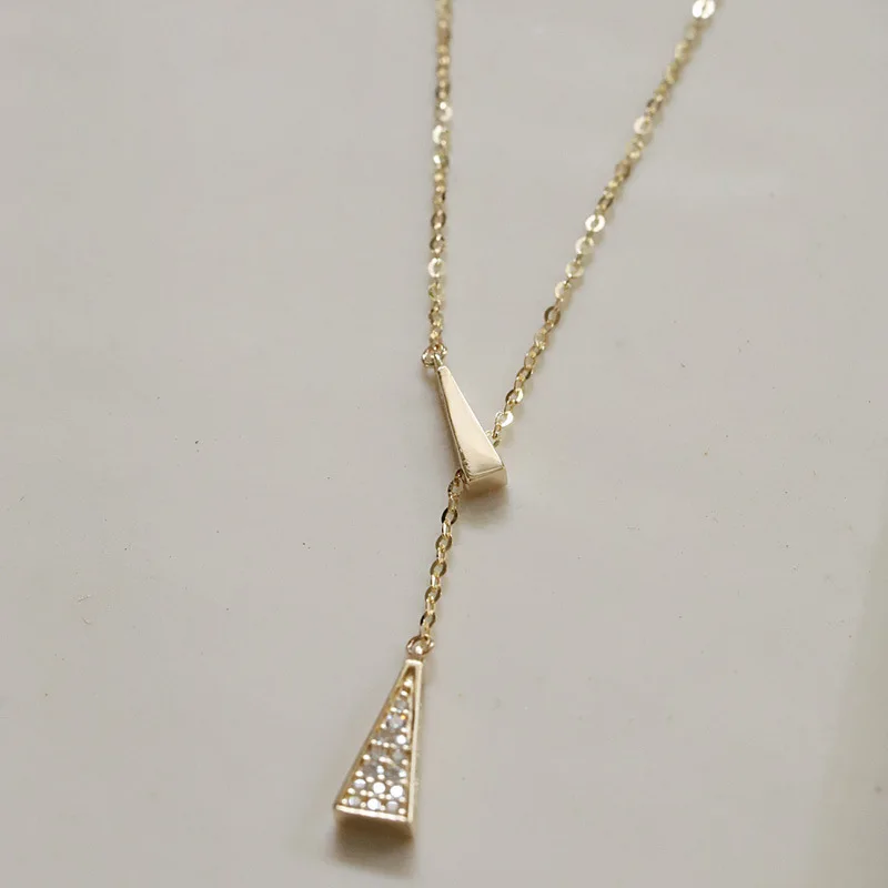 

Rainbowking simple bling ladies triangle Y-shaped custom jewelry gold necklace choker silver 925 collana 18k gold jewelry