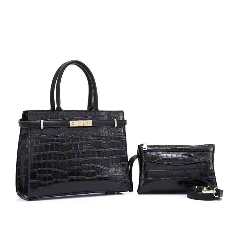 

Summer Wholesale Latest Style Fashion Crocodile Pattern Office Hand Bag 2 Piece Suit Custom Luxury Ladies Purse Set Handbags