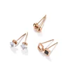 Three pairs stylish ear stud fashion neutral style cool lady design 14k gold plated in stainless steel stud earrings for women