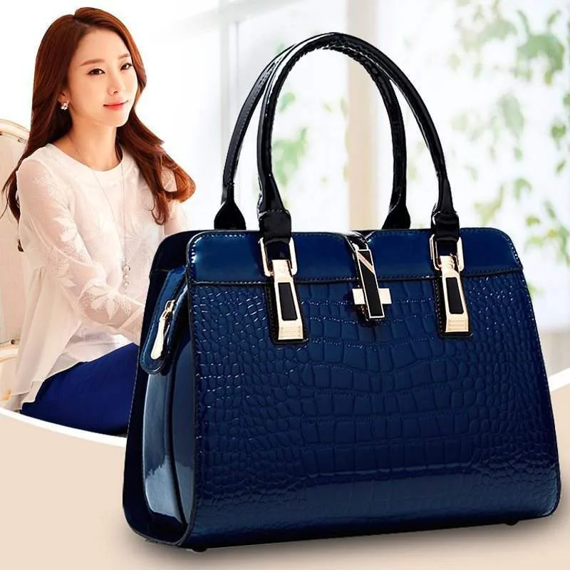 

2020 Fashion crocodile ladies shoulder bags vintage PU purse Korea hand bag women leather handbags, 8 colors