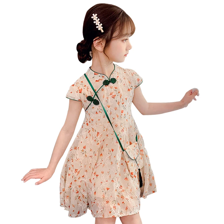

Girls send bags lace cheongsam dress 2021 summer new girls' dress sweet children princess skirt