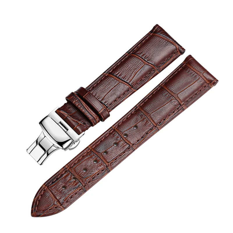 
New style calfskin genuine italian leather quick release watch strap with solid butterfly buckle 