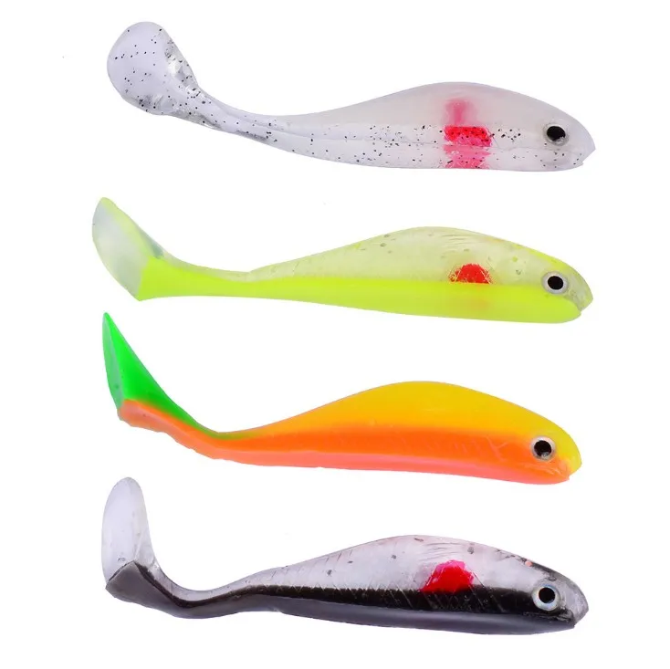 

Hot selling Saltwater soft bait 8.8cm 4.5g silicone shad bait T-tail Rubber soft plastic lure, 4 colors