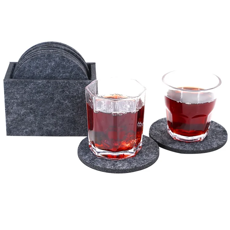 

Grey Felt Placemat with Glass Coasters and Cutlery Bags