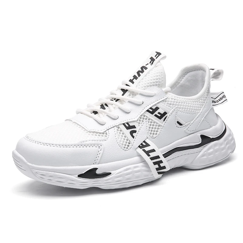 

Fashion Comfortable Gym Basketball Shoes Casual Dad Sneakers Mesh Basketball Shoes With Non slip PU Sole, White/white black/black