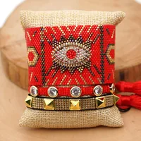 

newest hot sell wide devil eye rivet lady jewelry bangles women handmade braided tassel diamond miyuki bead bracelets