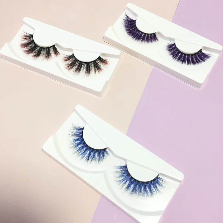 

Wholesale faux mink lashes colored eyelashes 100% cruelty free Private Labels 3d silk vegan Eyelashes