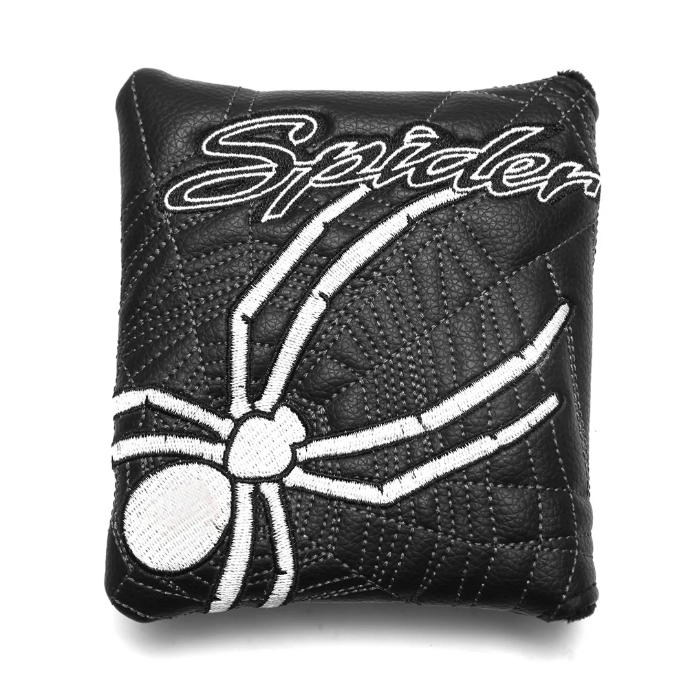 

Drop-Shipping Black PU Leather Spider Embroidery Golf Putter Large Mallet Putter Cover Headcovers