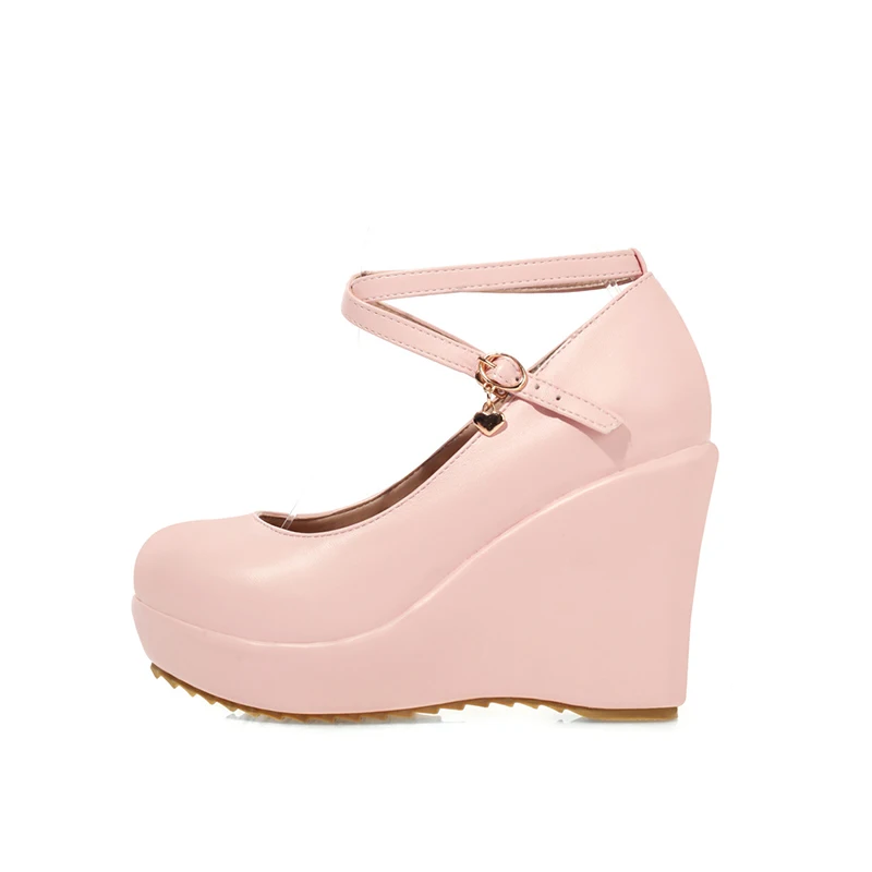 

Women's Elegant Wedge Pumps Nonslip High Heel Buckle Cross Strap Platform Shoes Comfy Round Toe Party Work Shoes, Green,purple,white,pink