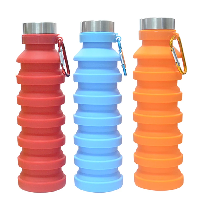 

BPA Free Outdoor Sports Travel Gym Camping Hiking Leak Proof Portable Foldable Collapsible Silicone Water Bottle 550ml