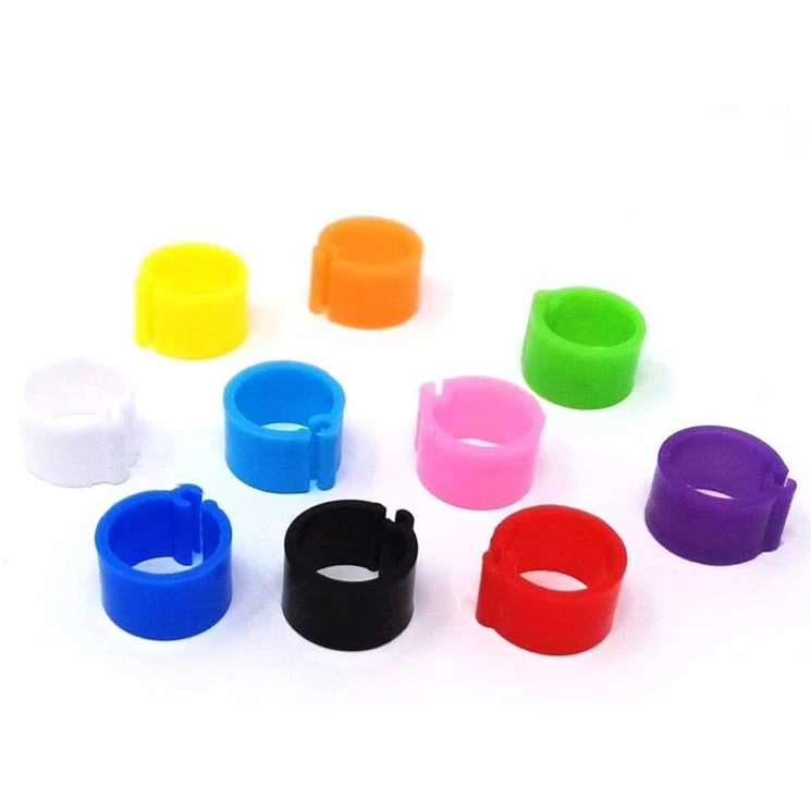 

Free Sample Factory Supply RFID Leg Rings Chicks Bantam Quail Finch Small Poultry Foot Clip Chicken Bird Ring, 10 colors