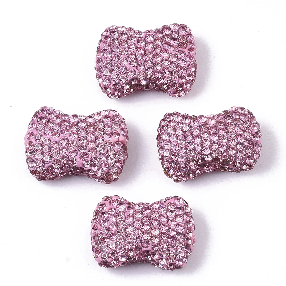 

PandaHall PP14 Bowknot Rose Handmade Polymer Clay Rhinestone Beads