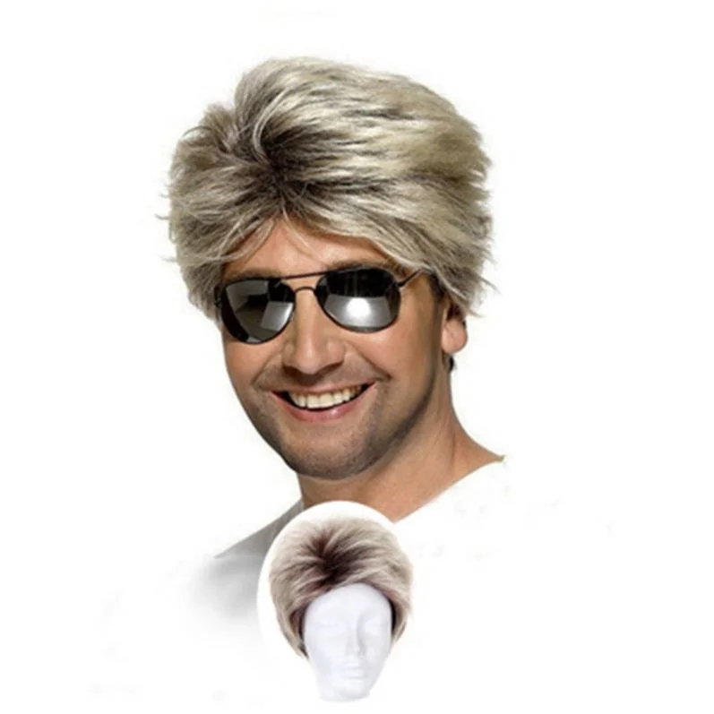 

Jhcentury Men's Classic Hot Explosive Fashion Wigs Short Gold High Quality Wigs