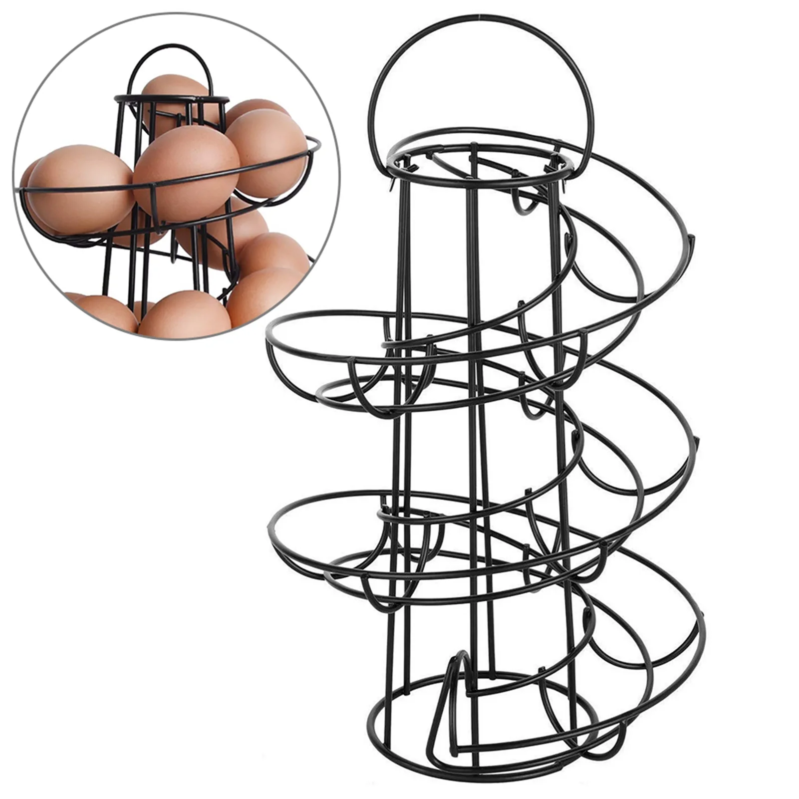 

Egg Dispenser Rack Spiral Egg Holder Kitchen Metal Egg Skelter Storage Display Rack