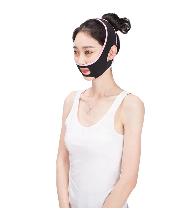 

V Line Belt Chin Up Patch Double Chin Reducer Face Lifting Belt Bandage Facial Slimming Strap, Pink, skin color