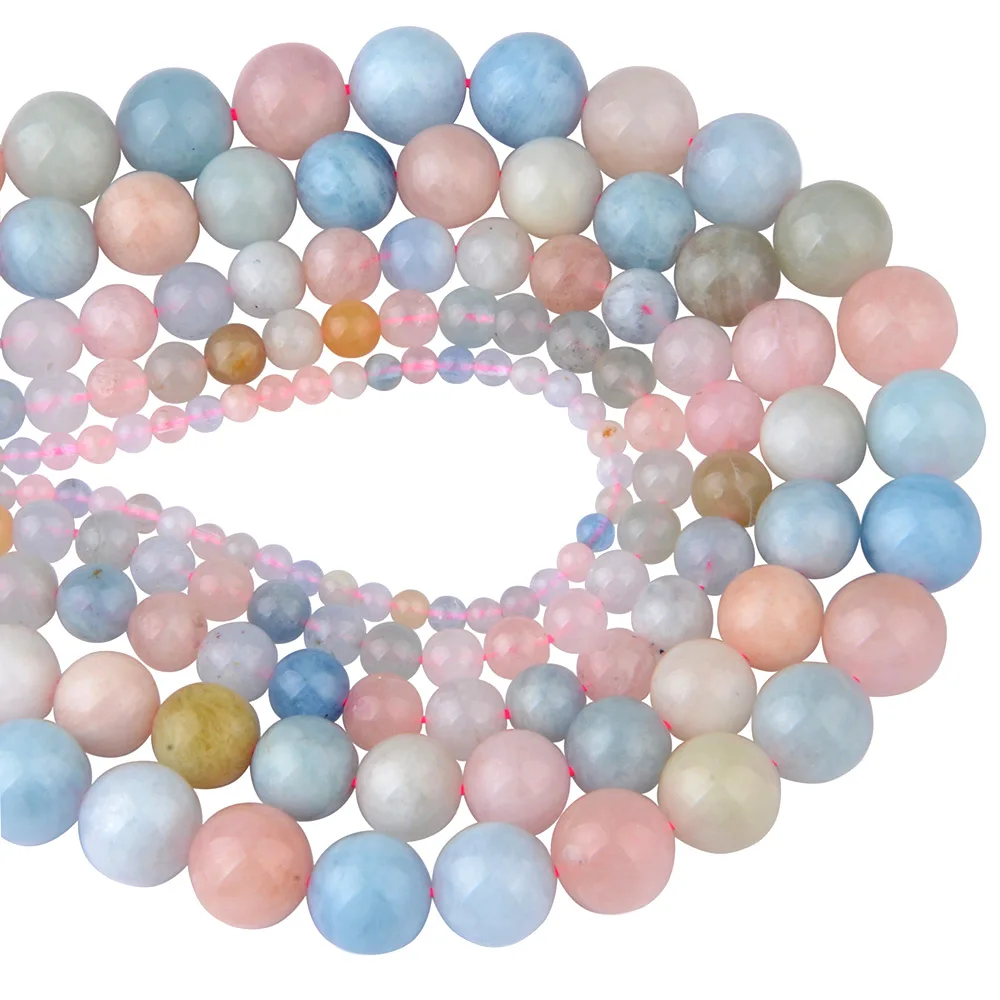 

4 6 8 10 12 mm Wholesale Natural Morganite Quartz Beads DIY Making Necklace Bracelet Jewelry