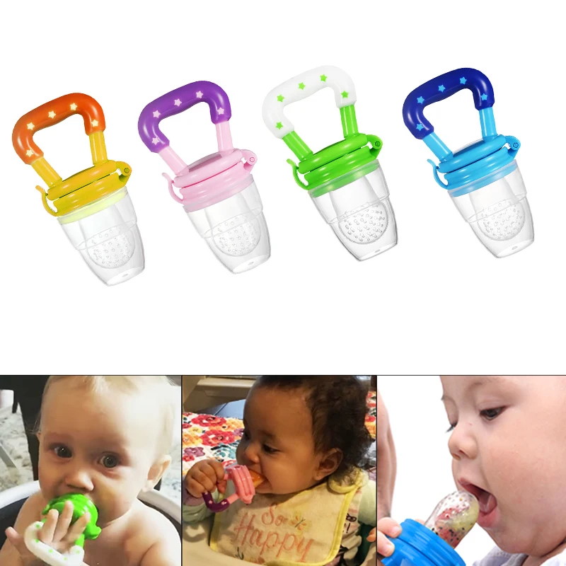

Food Grade Soft BPA-Free Training Massaging Toy Teether Silicone Baby Fresh Fruit Food Feeder Pacifier, Pink,blue,green,purple
