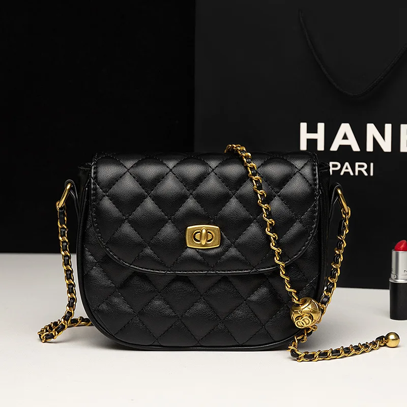 

2021 new female well made handbag luxury PU leather chain black mobile phone bag one shoulder crossbody hand bags wholesale