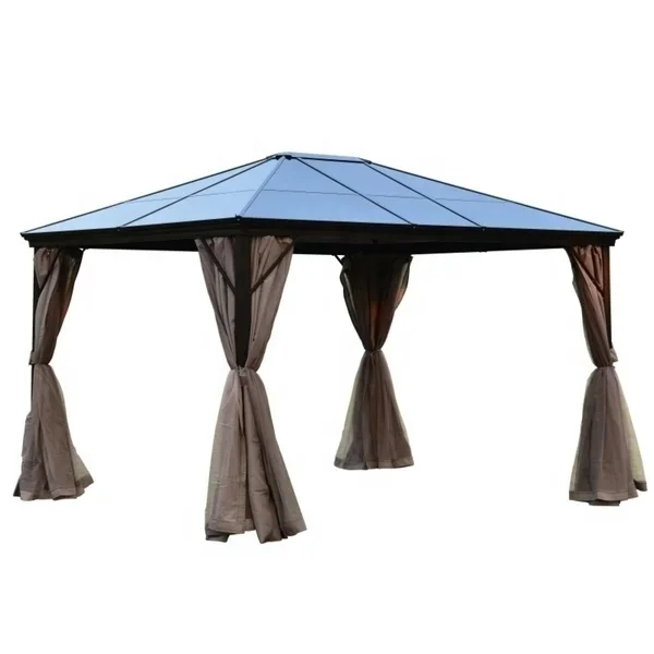 

China Wholesale Custom 3*4M Aluminum Metal Outdoor Polycarbonate Glass Plastic Roof Gazebos