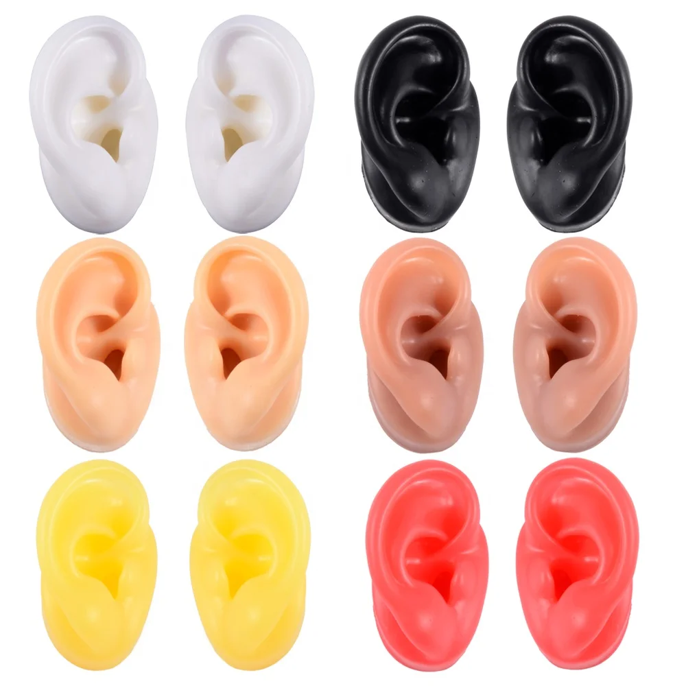 

Soft Silicone 1:1 for Ear Human Ear Model Tattoo Piercing Practice Show Earring Tools Jewelry Ear Studs Display, Flesh, white,black,red,coffee,yellow
