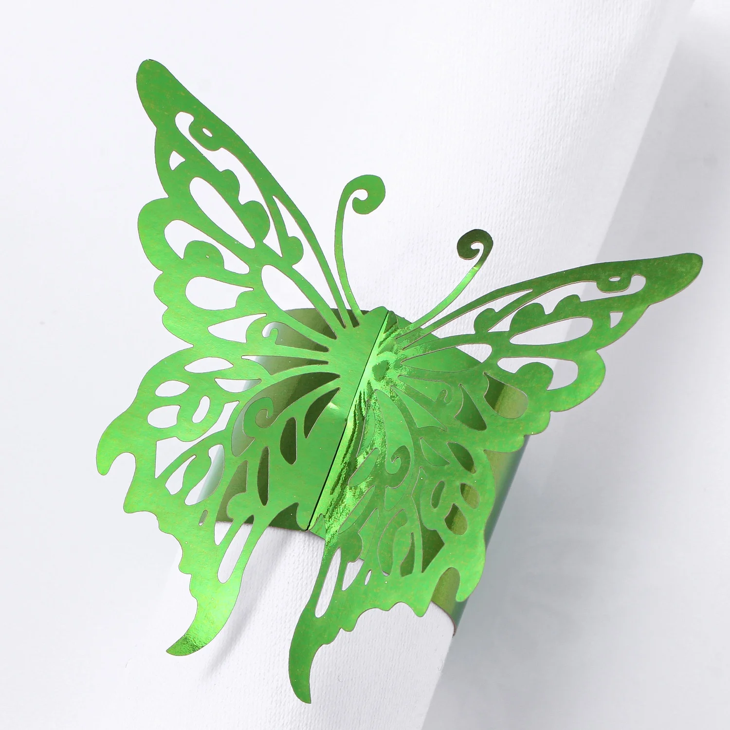 

Lekoch 50 pcs 3D Butterfly Green Table Decoration Disposable Paper Napkin Ring