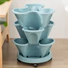 Self Watering Plastic Vertical Garden Pots Stacking Garden Pots with plant mover Stackable Strawberry, Herb, Flower