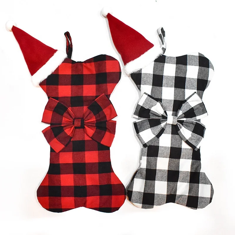 

2021 Fashion Holiday Gifts Hat Christmas Hanging with Bow Plaid Christmas Ornament, 2 colors