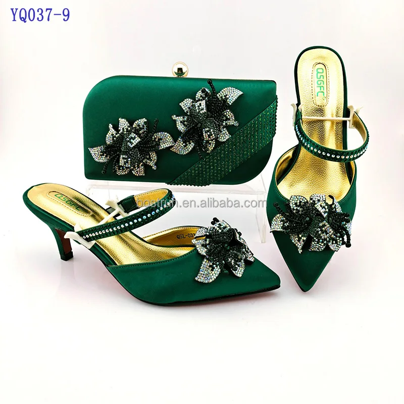 

YQ037 PU Material Bags And Shoes Set 2021 latest lady shoes matching bags with stones italian shoes and bag set for african