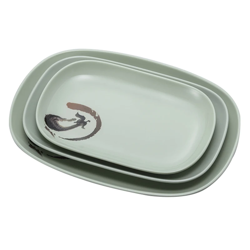 

Wholesale Reusable Rectangular Restaurant Buffet Serving Dish Melamine Plate, As picture