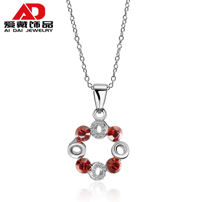 

Irregular ring color crystal titanium steel diamond female gemstone pendant temperament pendant, Red