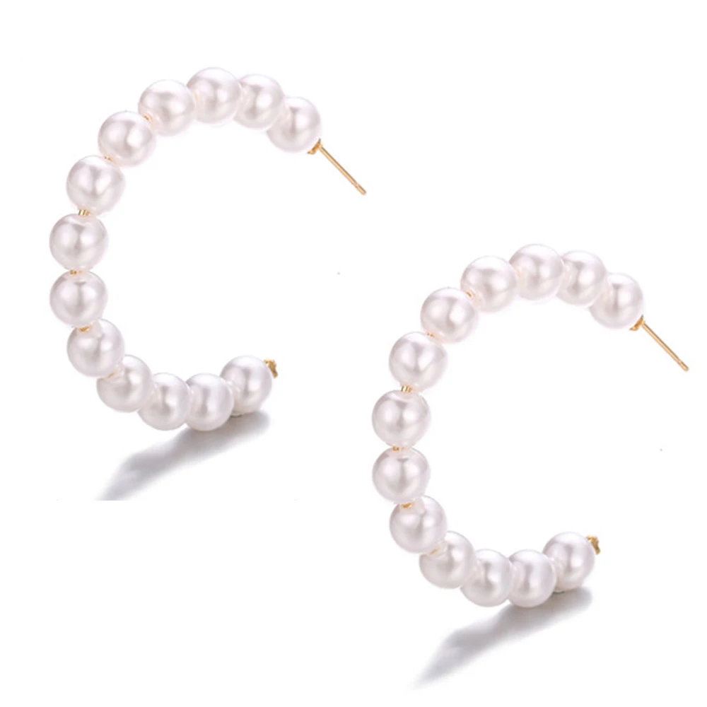 

Pearl Oversize Hoop Earrings For Women Girls Trendy Fashion Round Earrings 2020 Circle Earring Statement Jewelry