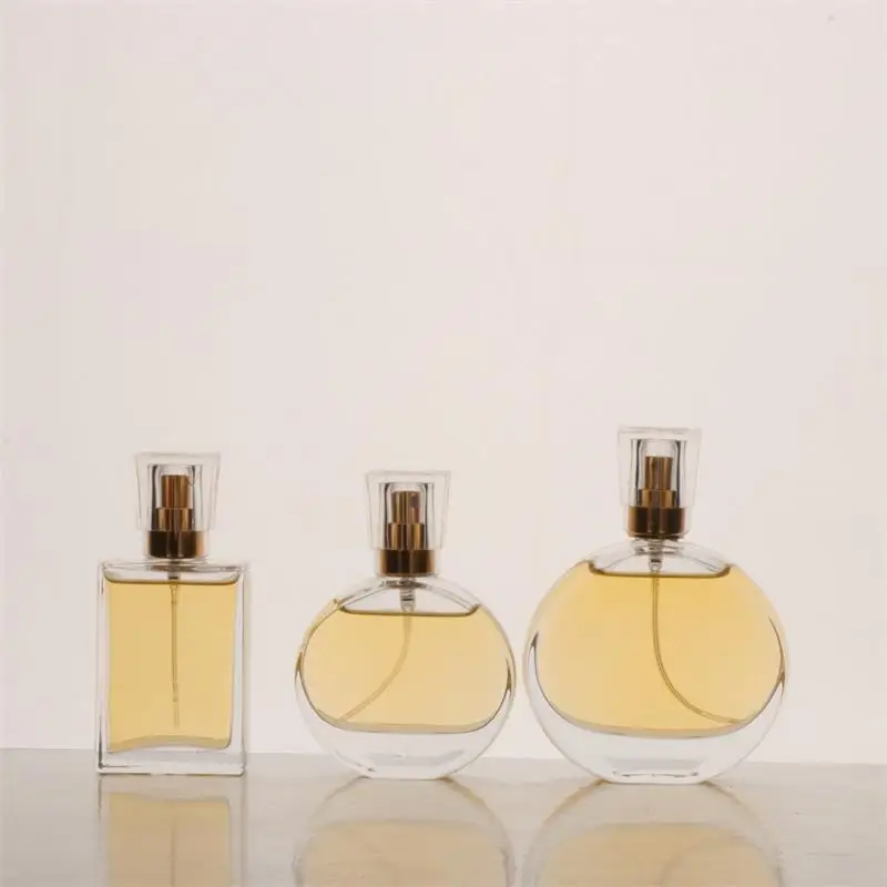 

Luxury bottles support custom Perfume Glass Bottle transparent container with 30ml 50ml OVAL Shape in stock