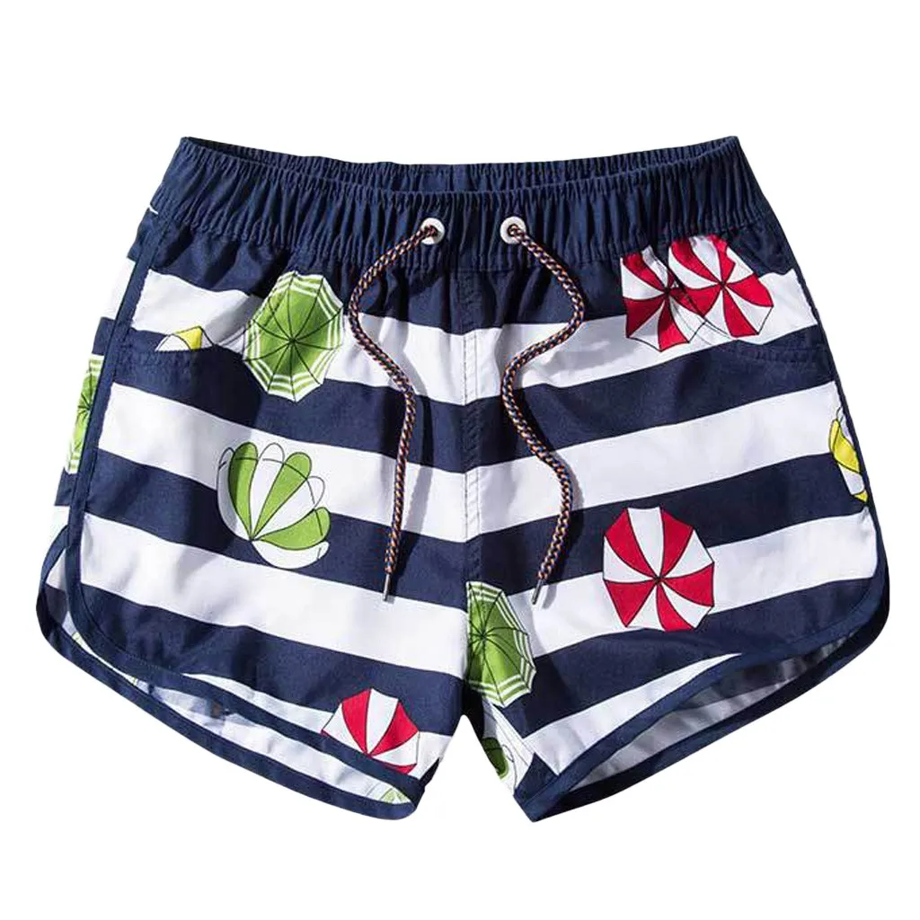 

Fashion Sporty Women Casual Beach Shorts Striped Print Shorts Elastic Band Trunks Lady Outdoor Water Shorts, Customized color