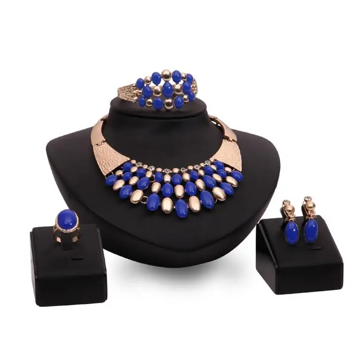 

X4289 Wholesale Indian style gold jewelry set statement costume jewelry set Fashion 4pcs jewelry sets necklace