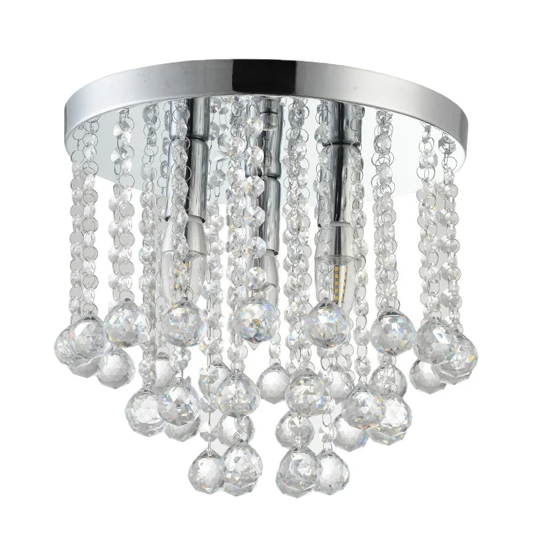 indoor modern corridor stainless steel small size chrome luxury crystal ceiling light