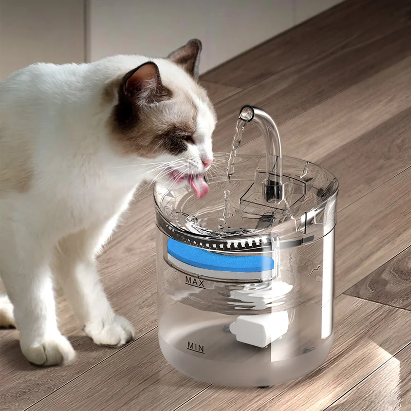 

Automatic Cat Dog Water Fountain With Faucet 2L Electric USB Charger And Filters Sensor Smart Water Dispenser, Transparent
