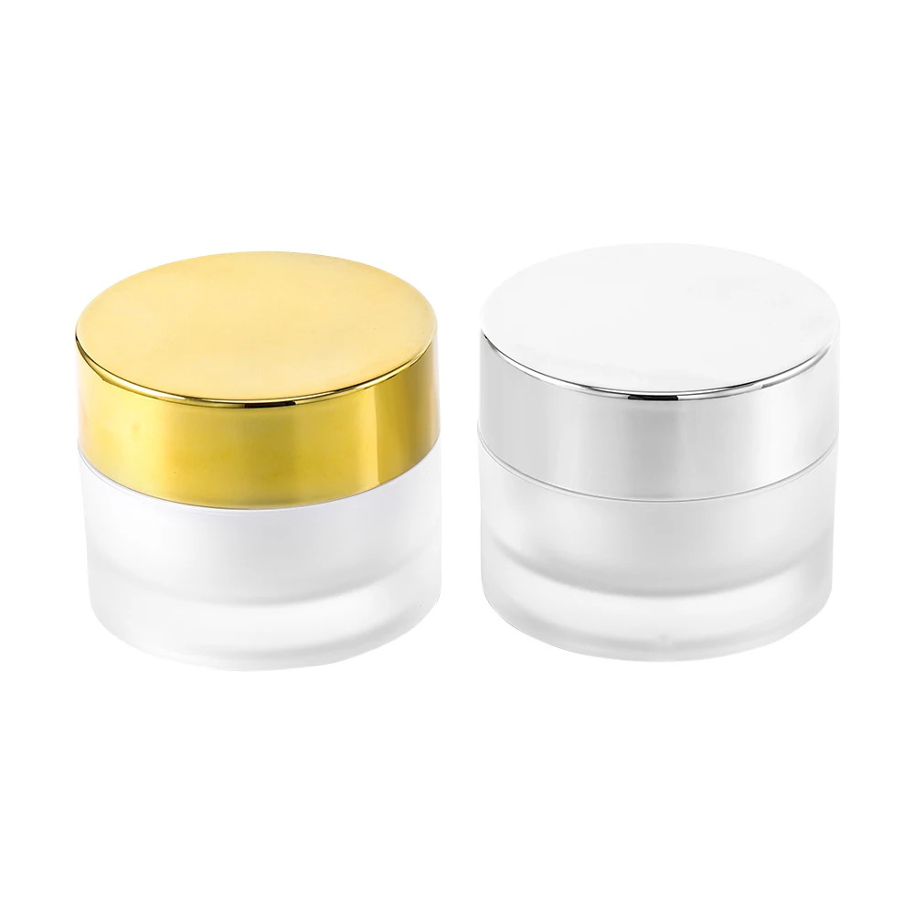 
gold silver cap frosted 50g acrylic round scrub jar cosmetic cream container in stock 
