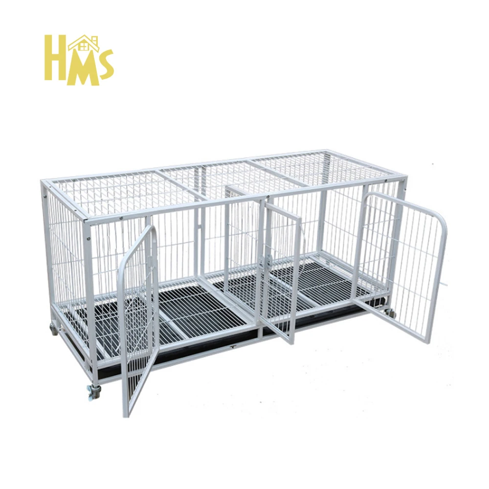 

HMS Pet Cage Wholesale High Quality White Foldable Large Small Iron Trolley Dog Cage Dog House With Wheels